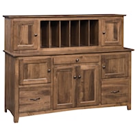 Customizable Solid Wood Computer Credenza with Pigeon Hole Mail Hutch