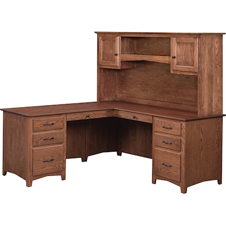 Customizable Solid Wood L-Shape Corner Desk & Hutch Set