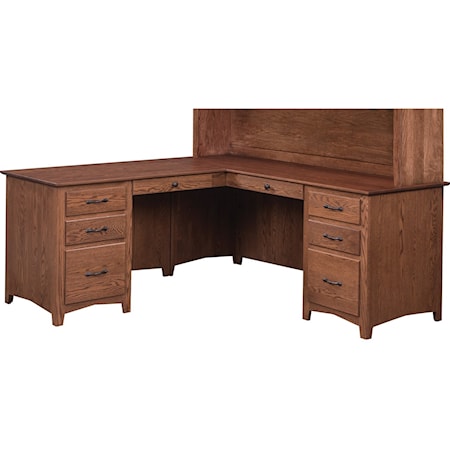 Customizable Solid Wood L-Shape Corner Desk with File Storage and 2 Keyboard Drawers