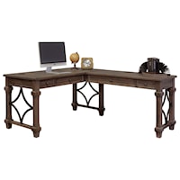 Open L-Shaped Desk with Metal Accents and USB Ports