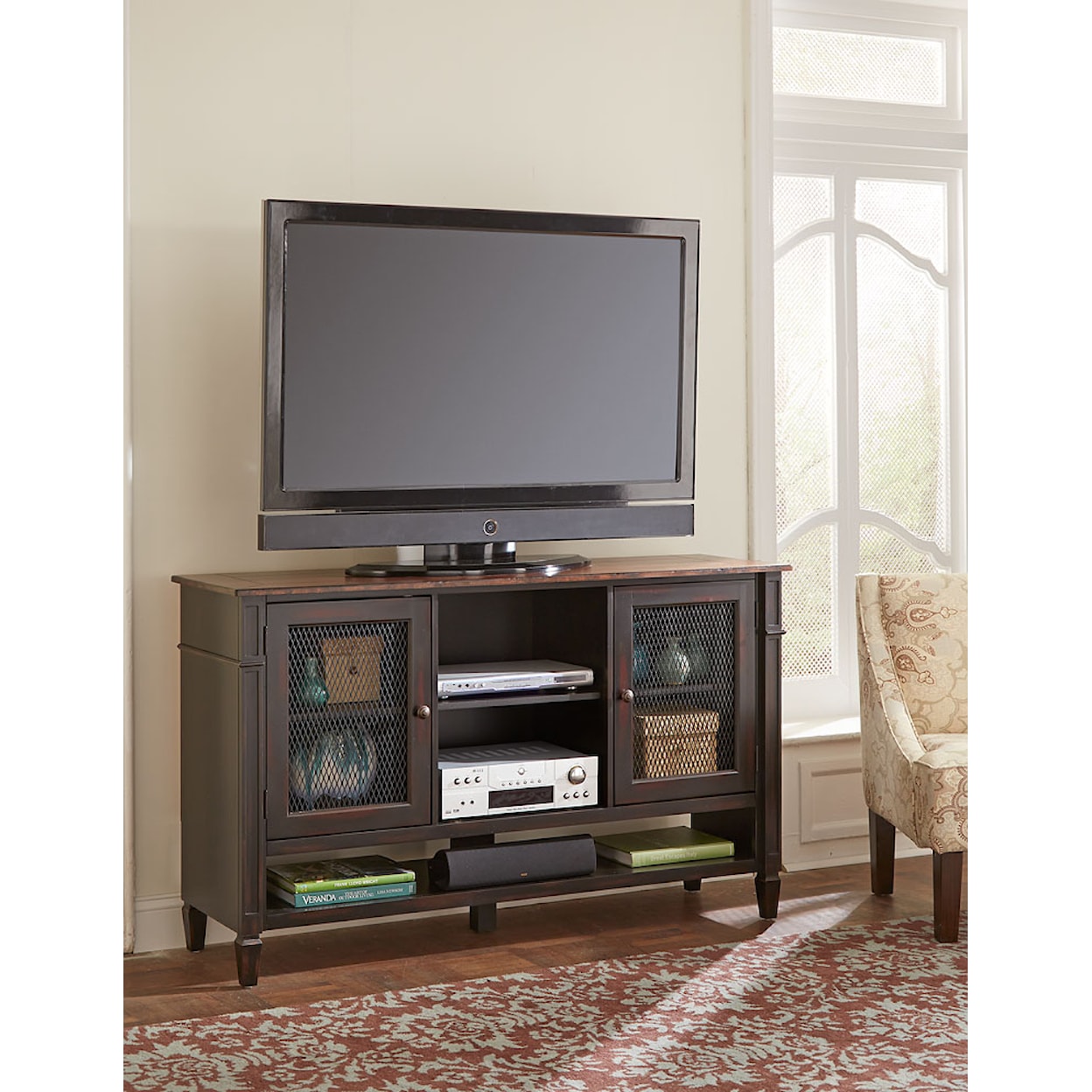 Martin Home Furnishings Eclectic Home Entertainment & Storage Deluxe TV Console