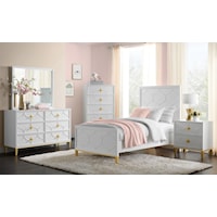 Twin Bed, Dresser, Mirror, Nightstand and Chest