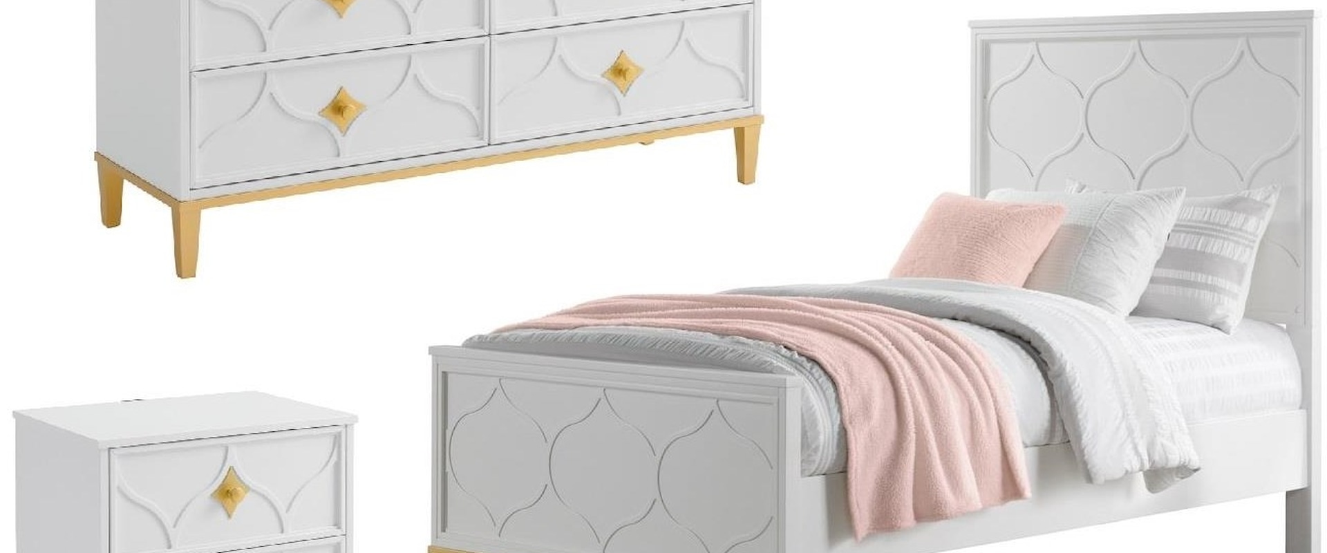 Twin Bed, Dresser and Nightstand