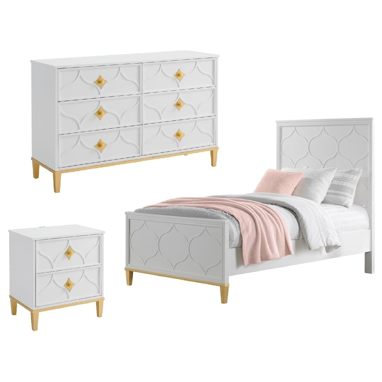 Martin Svensson Home Emma Twin Bed, Dresser and Nightstand