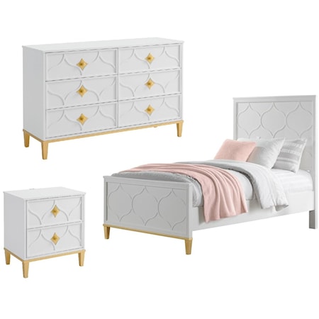 Twin Bed, Dresser and Nightstand