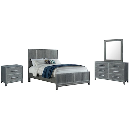East King Bed Dresser Mirror and Nightstand