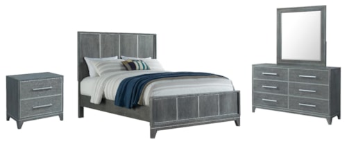 East King Bed Dresser Mirror and Nightstand
