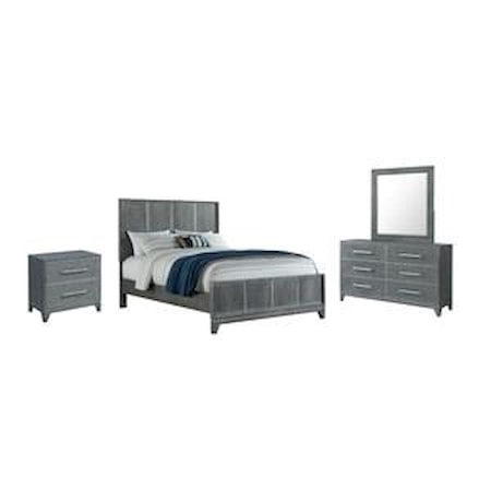 East King Bed Dresser Mirror and Nightstand
