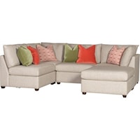 Casual Sectional with Ottoman and Six Throw Pillows