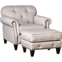 Transitional Tufted Chair and Ottoman Set