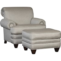 Traditional Chair and Ottoman Set with Rolled Arms