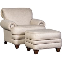 Traditional Chair and Ottoman Set with Rolled Arms