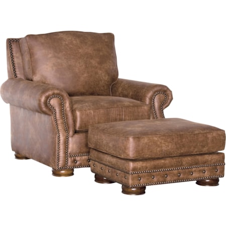 Ottoman with Bun Feet and Nailhead Trim