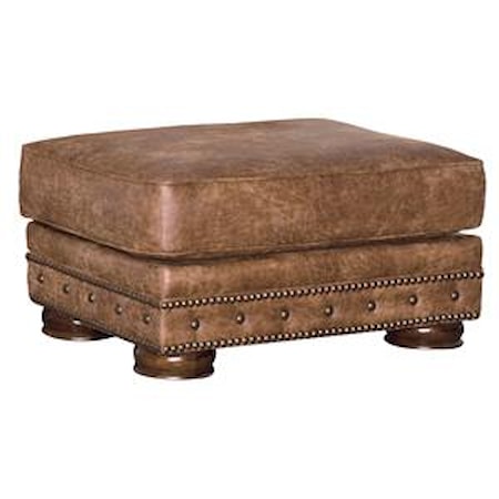 Ottoman with Bun Feet and Nailhead Trim