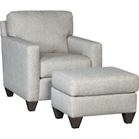 Contemporary Chair and Ottoman Set with Track Arms