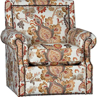 Traditional Roll Arm Swivel Chair