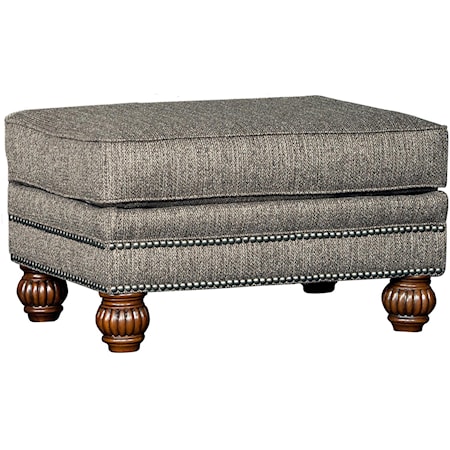 Traditional Ottoman with Carved Wood Feet