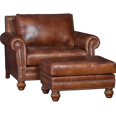 Traditional Chair and Ottoman Set