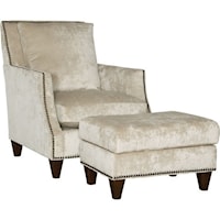 Transitional Chair and Ottoman with Nail Head Trim