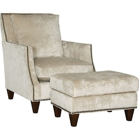 Transitional Chair and Ottoman with Nail Head Trim
