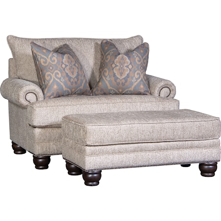 Traditional Oversized Chair and Ottoman Set