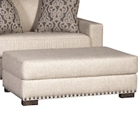 Wide Ottoman with Nail Head Trim