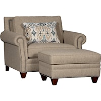 Rolled Arm Chair & Ottoman Set