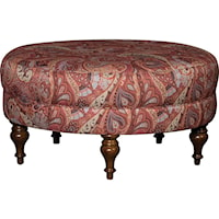 Traditional Round Table Ottoman with Turned Legs