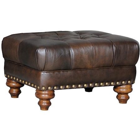 Traditional Upholstered Ottoman with Tufted Seat