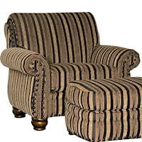 Traditional Upholstered Chair with Exposed Wood Spool Legs