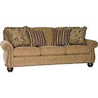 Traditional Stationary Sofa with Exposed Wood Spool Legs