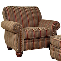 Traditional Upholstered Chair with Exposed Wood Spool Legs