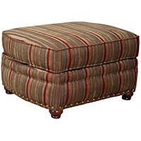 Traditional Ottoman with Exposed Wood Spool Legs
