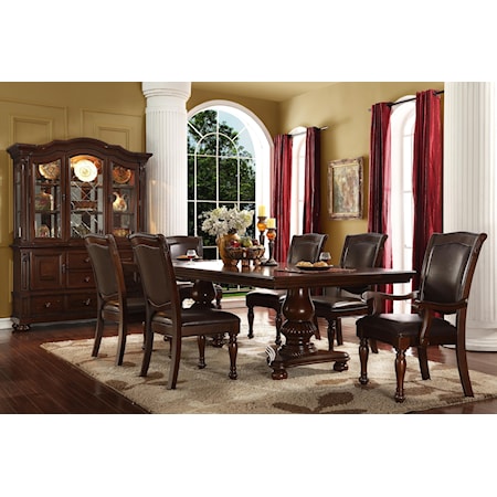 Brown Rich Wood Dining 7PC Table Set