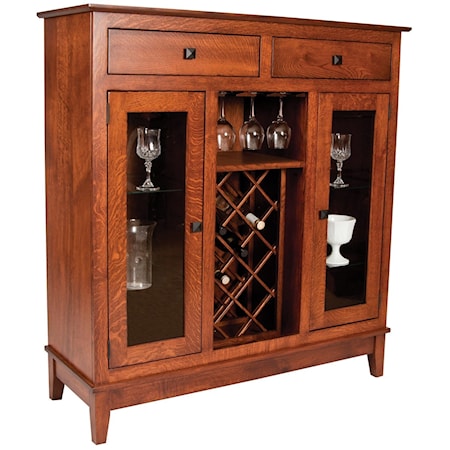 Transitional Wine Cabinet with Wine Bottle and Glass Storage