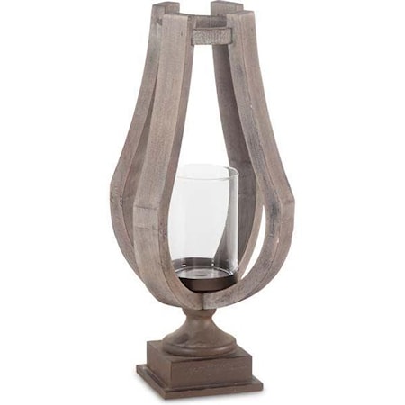 Wood And Glass Candleholder