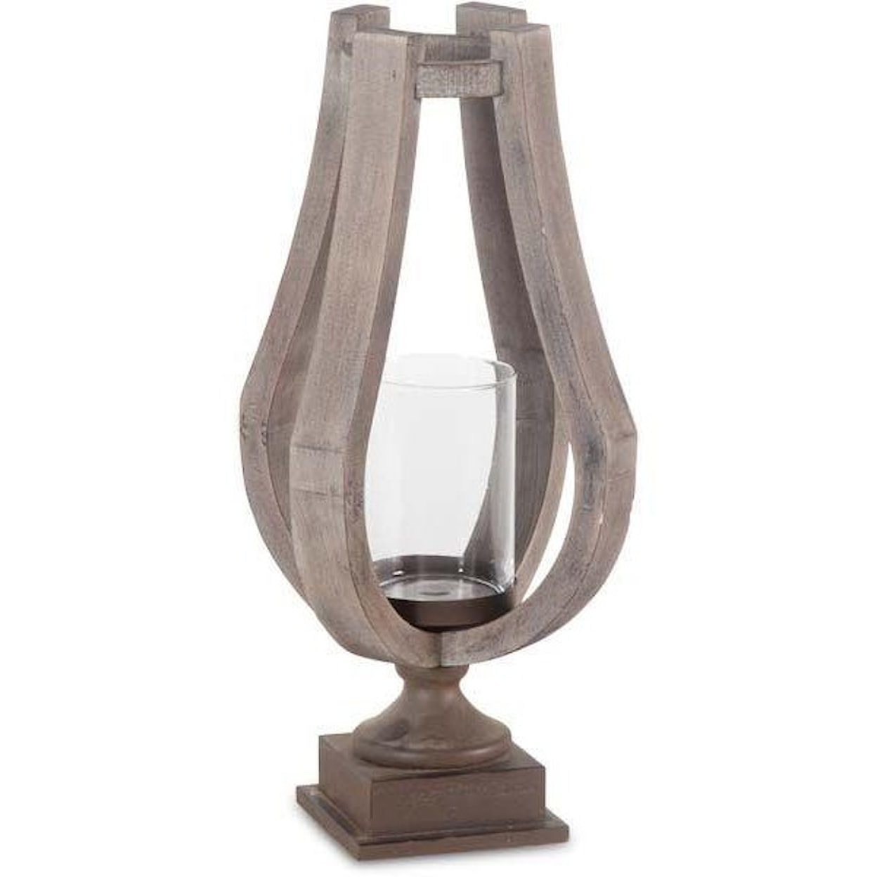 Mercana Candelholder Wood And Glass Candleholder