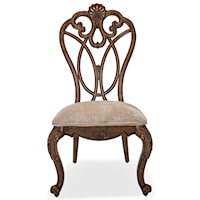 Ornate Wood Back Side Chair with Traditional Style