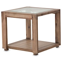 Contemporary End Table with Glass Table Top