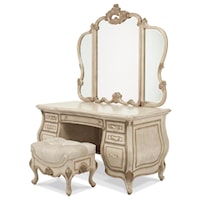 Traditional Vanity and Mirror Set w/ Bench