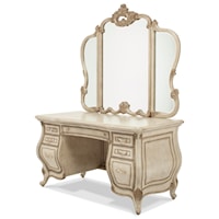 Traditional Vanity and Mirror Set with 6 Drawers