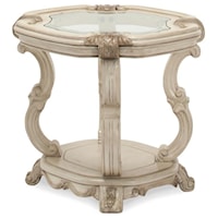 Traditional End Table with a Glass Insert