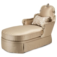 Traditional Chaise Lounge with Hand-Carved Wood Trim