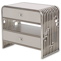 Contemporary Metal Nightstand with 2-Drawers