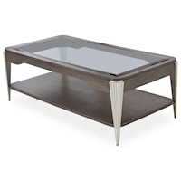 Contemporary Rectangular Cocktail Table with Glass Top