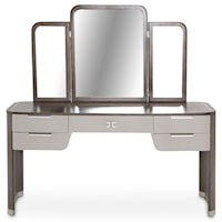 Contemporary Vanity and Mirror Set with 5-Drawers