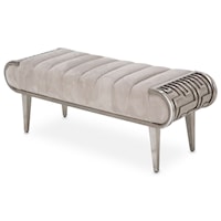 Channel-Tufted Bed Bench with Metal Accents