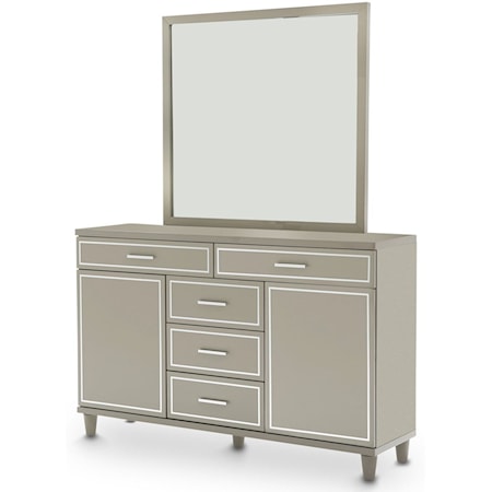 Dresser and Mirror Set