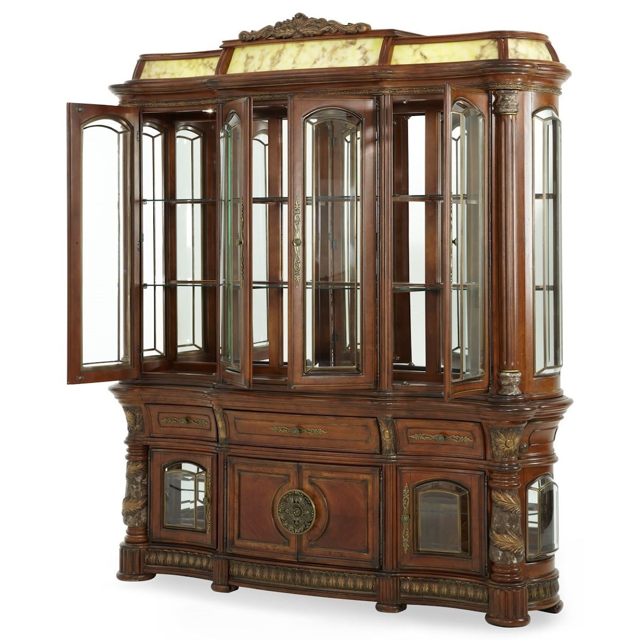 Michael Amini Villa Valencia China Cabinet with Lighting Box