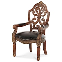 Traditional Writing Desk Chair with Upholstered Seat and Nailhead Trim